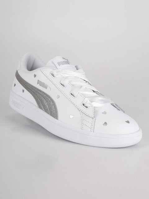 Smash 2 Ribbon L Studs JR-leather flat shoes-White